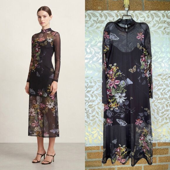 All Saints Dresses & Skirts - AllSaints Hanna Floral Mesh Maxi Dress UK 12 US 8 Whimsigoth Moody Romance